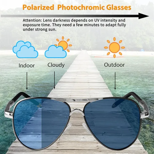 Vista 4 de ROCKNIGHT Lentes de sol polarizados estilo aviador para hombres y mujeres, lentes de sol con parte superior plana de metal, ligeras