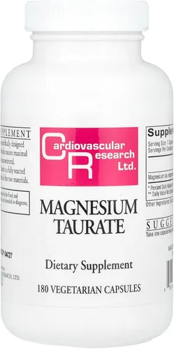 Vista 2 de Cardiovascular Research Magnestium Taurate 125 mg, 60 cápsulas, blanco cremoso