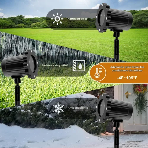 Vista 5 de Proyector de Luces de Navidad para Exteriores, Proyector de Luces LED Impermeables para Decoraciones Navideñas con Control Remoto y Temporizador