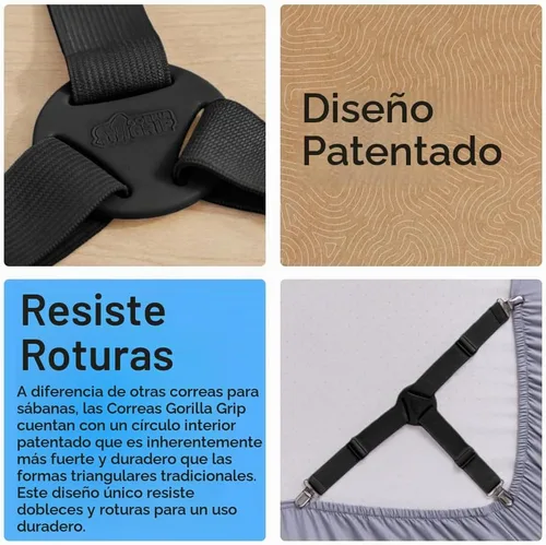 Vista 3 de GORILLA GRIP Sujetadores de Sábanas con Patente Pendiente, Sujetadores Elásticos Ajustables con Clips de Metal, Correas de Ropa de Cama Ajustada que