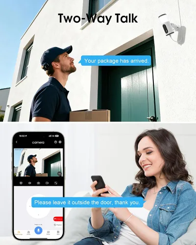 Vista 5 de ARCCTV Cámara de reflector con panel solar, cámaras de seguridad alimentadas por batería de 4MP para seguridad del hogar, audio de 2 vías, sensor
