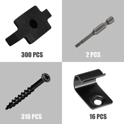 Vista 2 de 300 clips de sujeción ocultos, sujetadores ocultos de cubierta con clips de arranque de acero inoxidable 304 y tornillos para tablero de cubierta