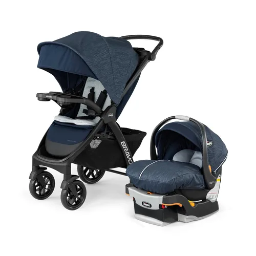 Vista 21 de Chicco Bravo - Sistema de viaje 3 en 1, cochecito plegable rápido con asiento de coche Brooklyn/Navy, baby stroller, KeyFit 30 car seat, newborn