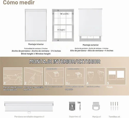 Vista 6 de Persianas enrollables opacas para ventanas, persiana enrollable color combinada, protección UV, persianas de tela con aislamiento térmico