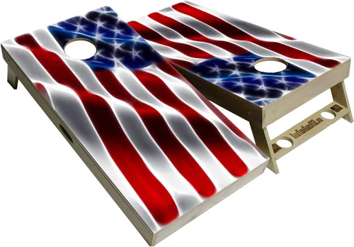 Vista 12 de Serie American Flag – Tablas de cornhole prémium con portavasos y un asa, incluye 2 tablas de cornhole regulables de 4 x 2 pies con madera