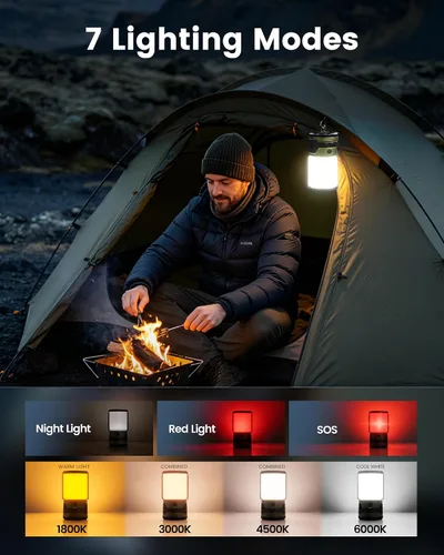 Vista 4 de Glocusent Linterna de camping recargable de 1200LM LED, linterna para corte