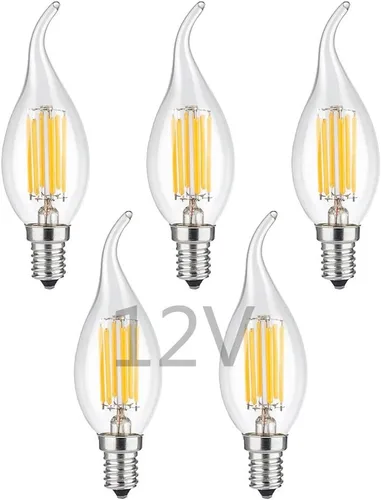 Vista 7 de Bombilla de bajo voltaje 12 V LED Candelabra, 12 V CC o 12 V CA, 4 W regulable, 2700 K luz blanca cálida, casquillo E12, 40 W de repuesto