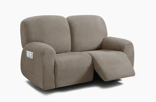 Vista 14 de ULTICOR Fundas jacquard para sofá reclinable de 8 piezas, fundas elásticas para sofá reclinable de 3 cojines, gruesas, suaves y lavables (estilo 3)