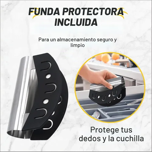 Vista 7 de Herramienta de corte de ensalada Checkered Chef, cuchillo Mezzaluna de acero inoxidable para vegetales