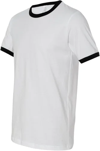 Vista 2 de Bella + Canvas playera Jersey De Manga Corta Del Hombre (3055C), color blanconegro