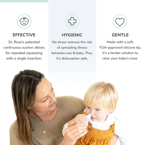 Vista 3 de Dr. Rose's Aspirador nasal para bebé, limpiador de nariz de doble succión patentado por pediatras para bebé (paquete de 1, 1, unidad)
