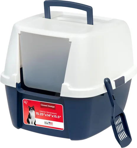Vista 14 de IRIS USA Gabinete de caja de arena esquinera para gatos con pala, caja de arena pequeña para gatos con tapa, gabinete de caja de arena de esquina