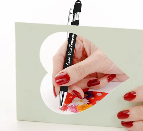 Vista 6 de Bolígrafos personalizados a granel, 10 bolígrafos personalizados con nombre, mensaje de texto, bolígrafo grabado personalizado con punta de lápiz