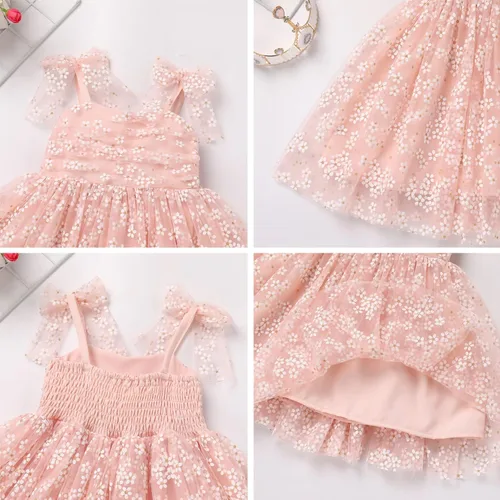 Vista 6 de Vestido tutú de verano para niñas pequeñas, sin espalda, vestido de princesa para fiesta de cumpleaños, lentejuelas con volantes, tul con lazo