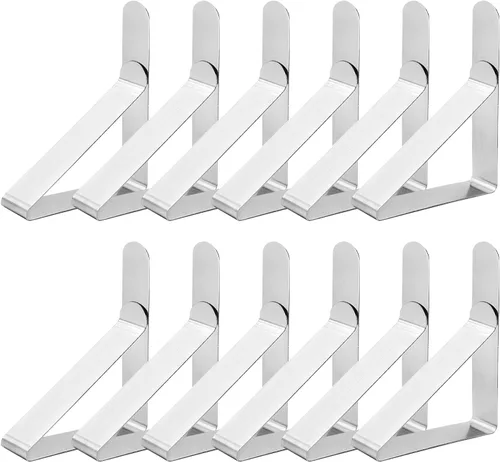 Vista 10 de Paquete de 12 clips para mantel, clips para mantel de picnic, abrazaderas de acero inoxidable, clips de mesa para restaurante, picnic, carpas 12