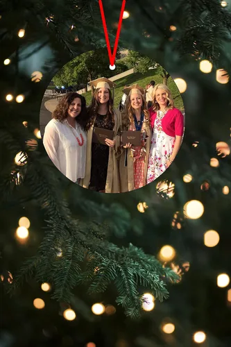 Vista 2 de Adorno de Navidad con foto personalizada, adorno de Navidad de recuerdo de cristal de 3 pulgadas con tu foto y texto opcional (foto completa)