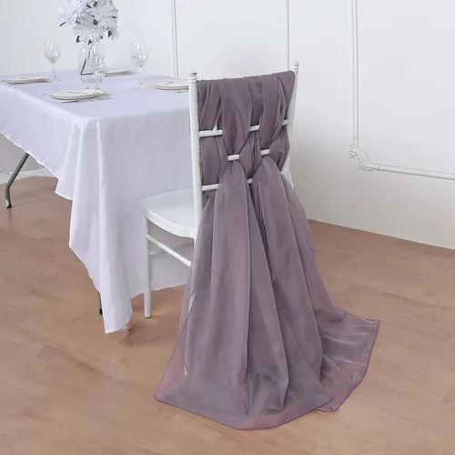 Vista 3 de Efavormart - Paquete de 5 bandas de gasa de alta calidad para silla, 22 x 78 pulgadas, amatista violeta, lazos para silla de diseño transparente