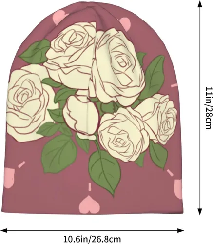 Vista 6 de White Rose of Love Warm and Breathable Men's and Women's Universal Versatile Brimless Hat, for Daily Home and Outdoor Activities Clothing Accessories