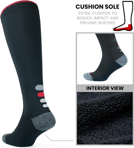 Vista 7 de GoWith Compression Socks for Men & Women, Cushioned 20-30 mmHg Graduated Compression Running Socks, Athletic Knee High Socks