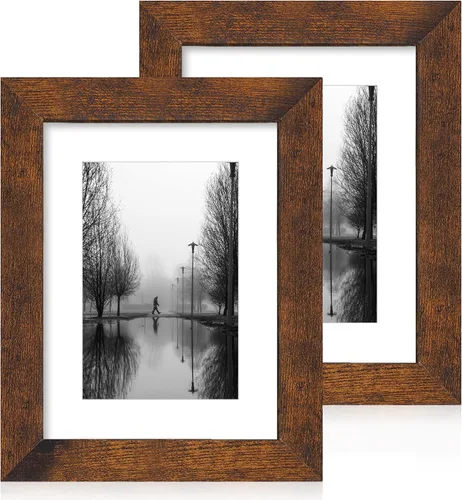 Vista 93 de iRahmen - Juego de 2 marcos de fotos de 4 x 6, marco de madera negro con cristal de alta definición, para mostrar fotografías de 3.5 x 5