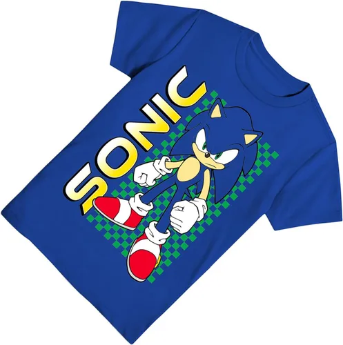Vista 4 de SEGA Camiseta de Sonic The Hedgehog para niños, Sonic, Tails and Knuckles, The Hedgehog Trio, camiseta