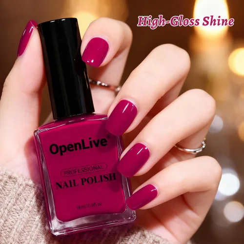 Vista 32 de OpenLive Esmalte de uñas negro de 0.6 fl oz, gran volumen, secado rápido, secado rápido y de larga duración, arte de uñas de color para bricolaje