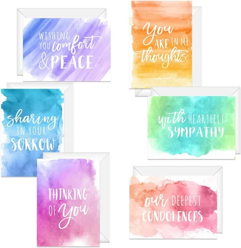 Vista 16 de Canopy Street Simple Sentiments - 25 paquetes de tarjetas de felicitación y ánimo con sobres blancos / 5 diseños reflexivos / Tarjetas de 5" x 7