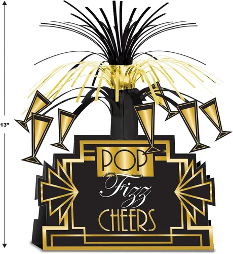 Vista 2 de Beistle Centros de mesa de 3 piezas de decoración de los años 20 para suministros de fiesta temática de Gatsby de los años 20, celebrando contigo