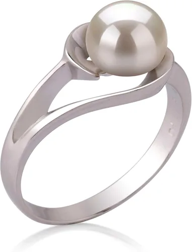 Vista 2 de Anillo de perlas cultivadas de plata de ley 925 con calidad AAA de 0.236-0.276in, color blanco claro para mujer, Plata de ley 925