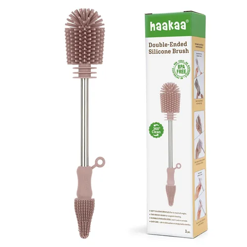 Vista 11 de haakaa Cepillo de Limpieza Cepillo de Silicona para Biberones de Doble Punta con Cerdas Suaves de Silicona para Extractores de Leche Materna