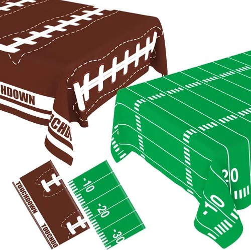 Vista 9 de Paquete de 2 decoraciones desechables para fiestas de fútbol, cumpleaños, manteles de plástico para fiestas temáticas de fútbol