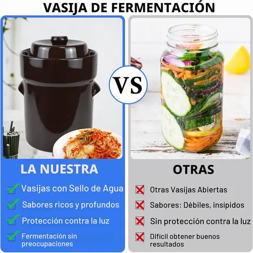 Vista 6 de Fermentation Crock Jar 10 litros/2.6 galones – Olla de gres para fermentación, decapado de kimchi, encurtidos, verduras, kombucha – fermentador
