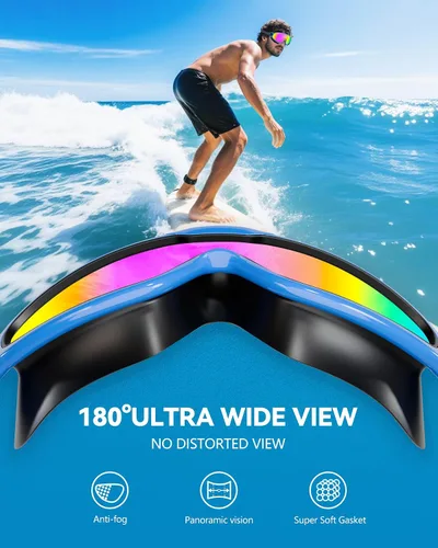 Vista 5 de Aegend - Nuevas gafas de natación de visión amplia para adultos, con protección antiniebla/UV, sin fugas, con tapones para los oídos para hombres