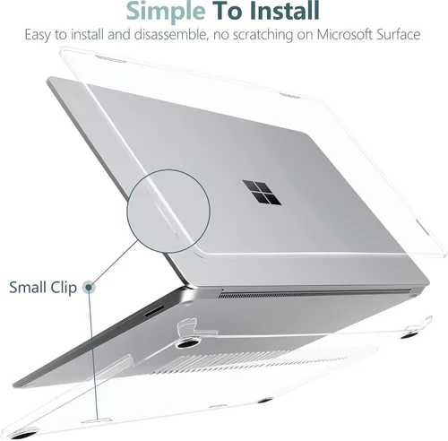 Vista 4 de TWOLSKOO Funda para portátil Microsoft Surface de 13.5" 5/4/3 con reposamanos de metal modelo 1951/1868, carcasa rígida de plástico protector