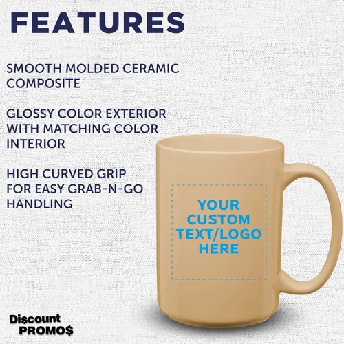Vista 3 de DISCOUNT PROMOS Tazas de café de cerámica grandes personalizadas de 15 onzas, juego de 10/50/100, paquete personalizado a granel, perfecto