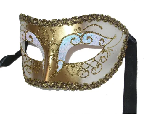 Vista 2 de Máscara de carnaval veneciana con diseño de estrella Colombina