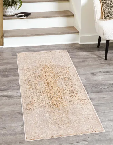 Vista 10 de Unique Loom Deepa Collection Alfombra de área - Pianura (2 pies x 3 pies 1 pulgada, rectangular, marfil y dorado)