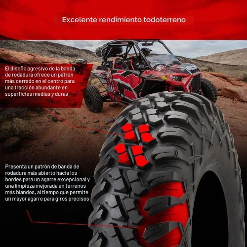 Vista 7 de Tusk Racing Cuatro neumáticos radiales Tusk TERRABITE de 8 capas para UTV de 30x10-14 montados en ruedas Tusk CASCADE - CAN-AM MAVERICK DEFENDER
