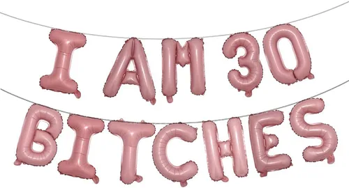 Vista 10 de Globos multicolor con texto en inglés "I AM 30 BITCHES" para decoración de cumpleaños de 30 años para ella (30 perras, negro)