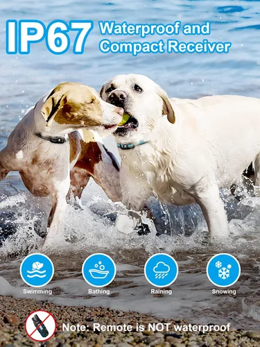 Vista 4 de Bousnic Collar de entrenamiento con choque para perros, para 2 perros (2.3-54.4 kg) - Collar de entrenamiento impermeable de 1005 m (3300 pies)