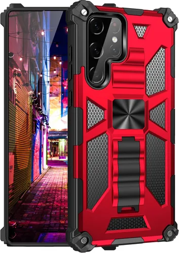 Vista 6 de Asuwish Funda para Samsung Galaxy S22 Ultra 5G con protector de pantalla de vidrio templado y accesorios para celular, función atril, protección