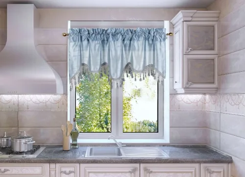 Vista 9 de Cenefa de cortina de ventana de cascada de seda sintética sólida con flecos de 55 x 18 pulgadas, ondulado (1, negro)