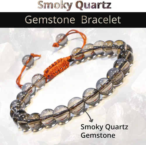Vista 148 de Adjustable Crystal Bracelet – Gemstone Bead Bracelet with Adjustable Macrame String – Chic Gemstone Bracelet for Men and Women – 8mm Round Healing