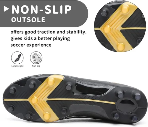 Vista 4 de Hanani Zapatos de fútbol para niños y niñas, zapatos de fútbol para jóvenes, atléticos, para exteriores e interiores, zapatos de béisbol firmes