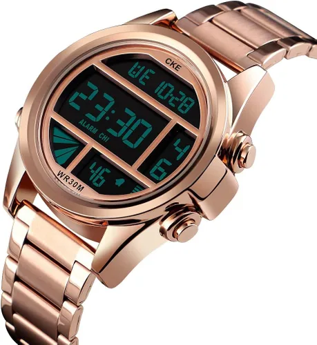 Vista 4 de CKE Reloj digital para hombre con esfera grande y alarma de cronómetro