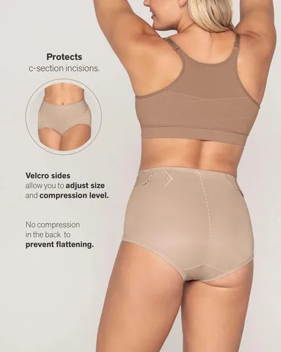 Vista 4 de Bragas posparto con control de abdomen ajustable, banda para el vientre para maternidad, ropa interior con sección C, Negro