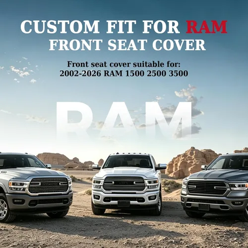 Vista 5 de Coverado - Fundas de asiento compatibles con Dodge Ram 2002-2024 1500 2500 3500 Pickup Limited Laramie Big Horn, protectores de cuero impermeables