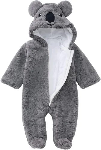Vista 5 de pureborn Newborn Baby Fleece Footed Jumpsuit Hooded Pramsuit Winter Snowsuit for Infant Boys Girls 0-12 Months