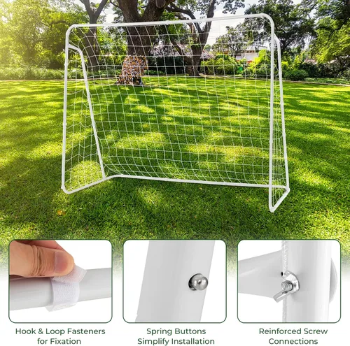 Vista 6 de GYMAX Portería de fútbol para patio trasero, red de fútbol de 7 x 5 pies con marco resistente y estacas para el suelo, equipo de campo de fútbol