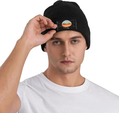 Vista 7 de RUAPIA-Two-Suns-Beanie-Hats, Black Knit Beanie Cap Winter Hat for Men Women
